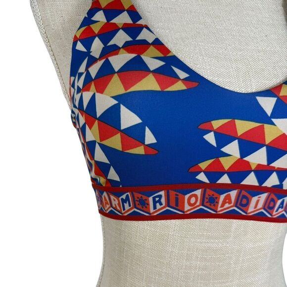 Adidas X Farm Rio PsychedelicWave Blue & Red Strappy Medium Support Sports Bra - Picture 7 of 12
